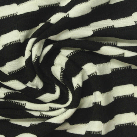 Black Horizontal-Band Jersey Knit, Viscose