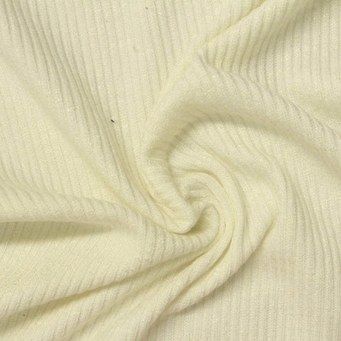 Brushed Viscose Polyester Stretch Rib Knit Fabric, 260 gsm — Beige
