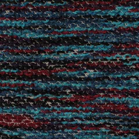 Teal Horizontal-Stripe Chenille, Polyester
