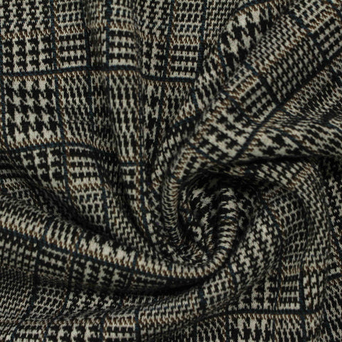 Black Plaid Jacquard, Poly-Viscose, 260 gsm