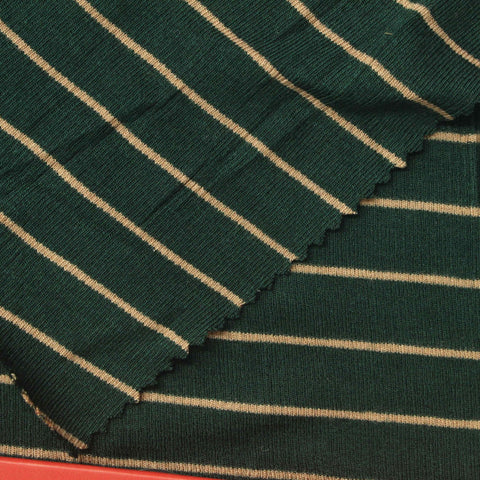 Yarn-Dyed Viscose Stretch Rib Knit Fabric, 215 gsm, 125 cm — Green