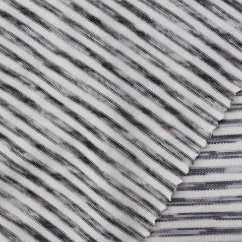 Heathered Grey Horizontal-Stripe Rib Knit, Acrylic-Poly