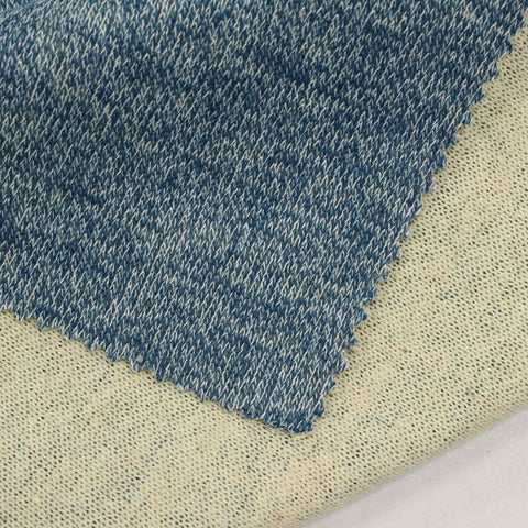 Blue Marl Interlock Knit, Poly-Cotton, 370 gsm