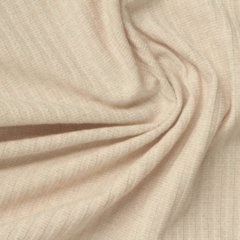 Polyester Metallic Stretch Rib Knit Fabric, 230 gsm, 150 cm — Beige