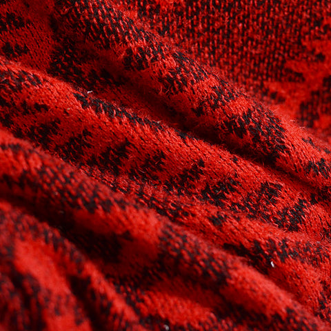 Red Geometric-Diamond French Terry, Acrylic-Poly