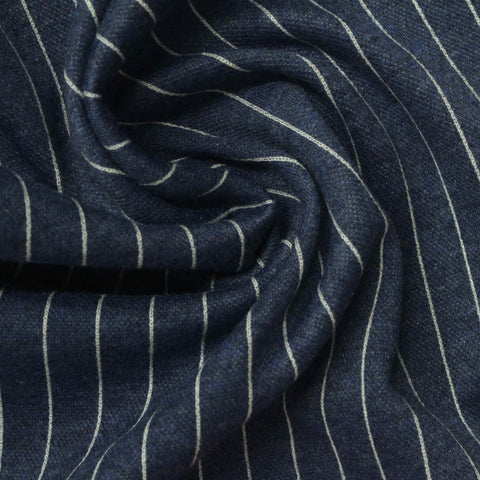 White Vertical-Stripe Ponte Knit, Poly-Viscose, 370 gsm