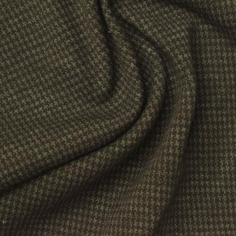 Dark Brown Check Interlock Knit, Cotton-Poly