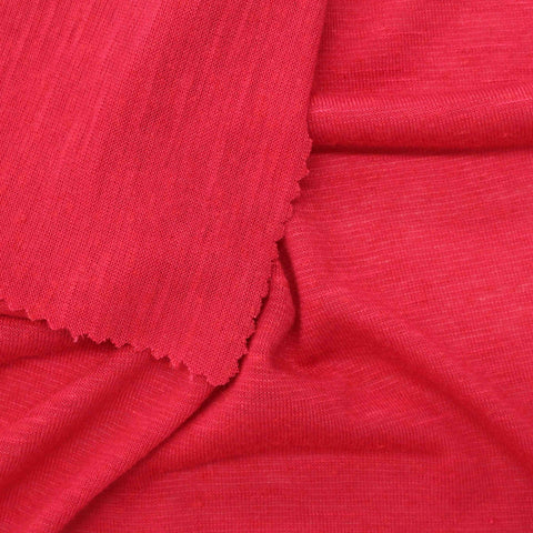 Red Heathered-Marl Jersey Knit, Poly-Linen