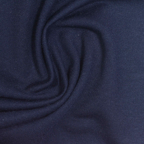 Polyester Viscose Stretch French Terry Fabric, 240 gsm, 170 cm — Navy