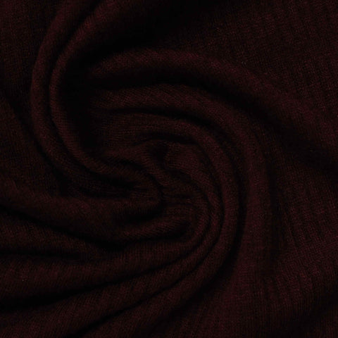 Dark Burgundy Ribbed Rib Knit, Poly-Viscose