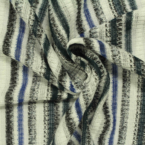 Blue Stripes Rib Knit, Poly-Viscose, 186 gsm