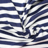 Navy Horizontal-Stripe Jersey Knit, Viscose-Poly — photo 3