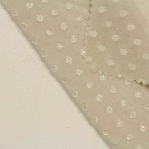 Cream Dots Chiffon, Polyester, 85 gsm