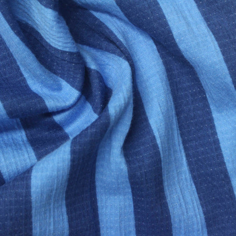 Blue Vertical-Stripe Crepe, Cotton