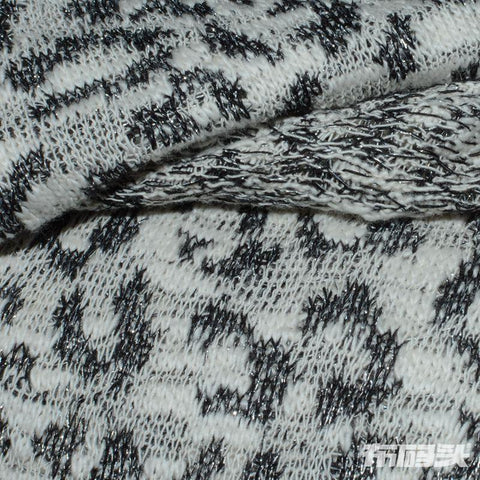 Black Animal Print Chunky Knit, Cotton-Poly, 224 gsm