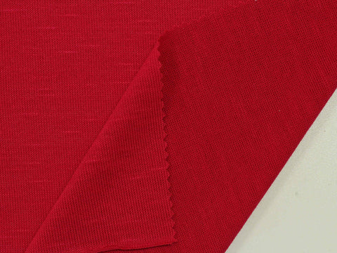 Slub Polyester Viscose Stretch Knit Fabric, 180 gsm, 150 cm — Red