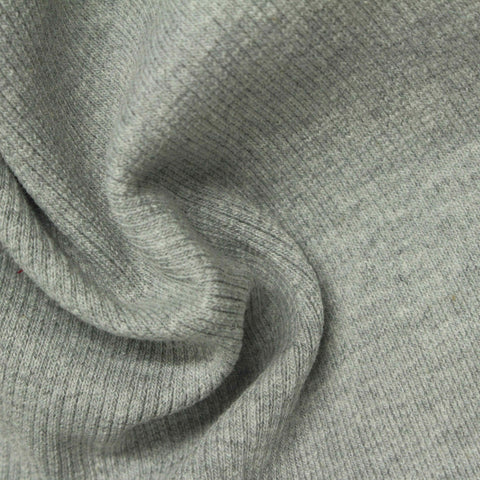 Dark Grey Marl Rib Knit, Cotton-Poly, 475 gsm