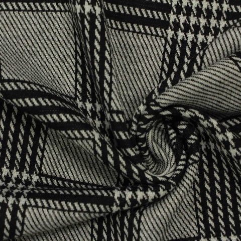 Black Plaid Jacquard, Polyester, 260 gsm, 155 cm