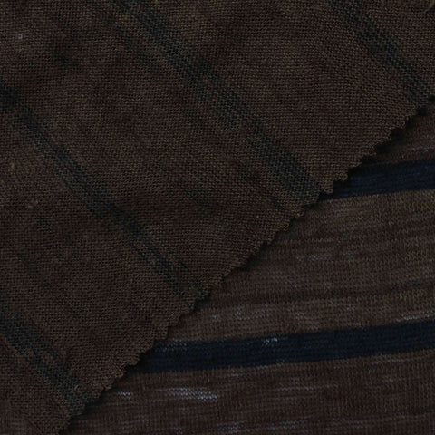 Brown Horizontal-Stripe Rib Knit, Linen