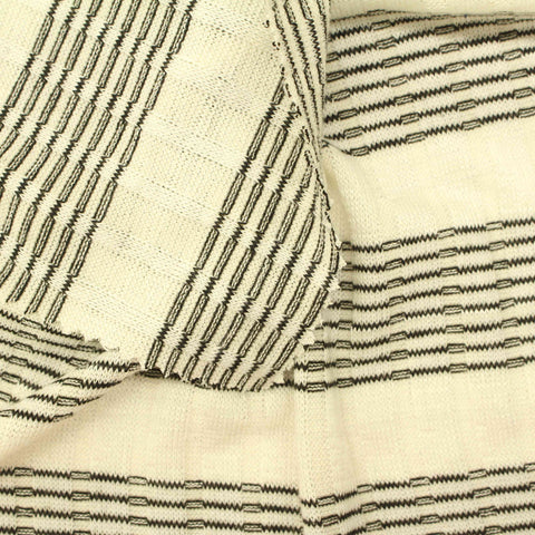 Cream Horizontal-Band Rib Knit, Poly-Viscose