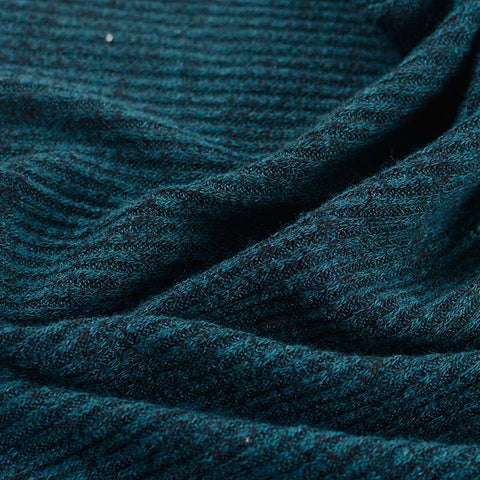 Dark Teal Marl Rib Knit, Poly-Viscose