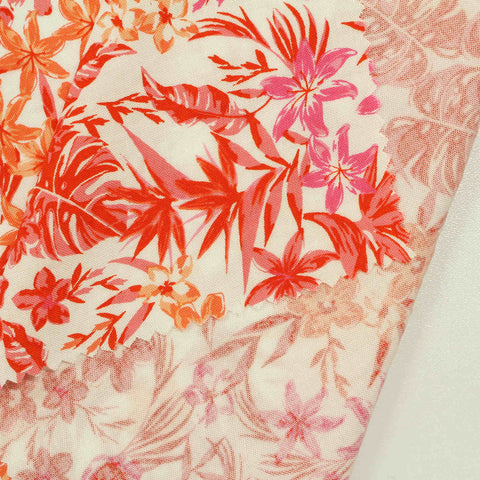 Pink Tropical-Flower Woven, Viscose
