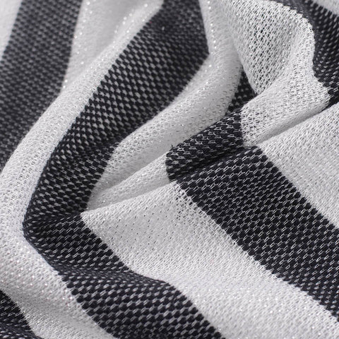 Black Vertical-Stripe Knit, Poly-Cotton, 160 gsm