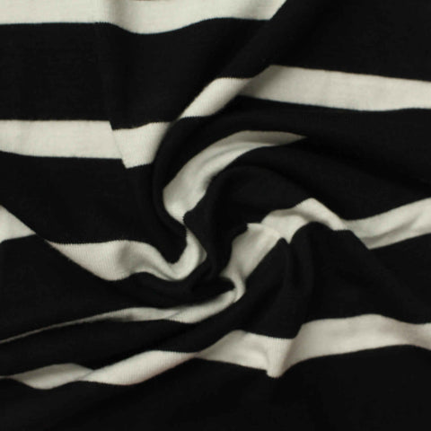 Black Diagonal-Stripe Jersey Knit, Viscose, 175 gsm