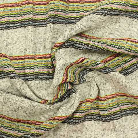 Beige Bands Knit, Poly-Viscose