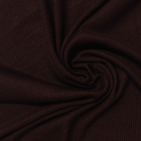 Viscose Stretch Rib Knit Fabric, 220 gsm, 135 cm — Brown