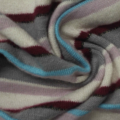 Striped Brushed Viscose Polyester Stretch Jersey Knit Fabric, 205 gsm, 154 cm — Multi