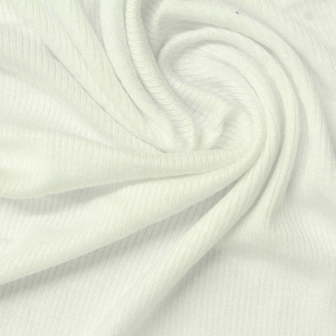 Rib Knit Fabric, 200 gsm, 143 cm — White