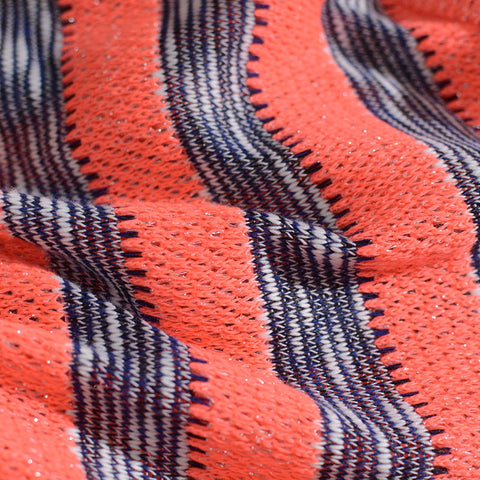 Coral Vertical-Stripe Chunky Knit, Polyester