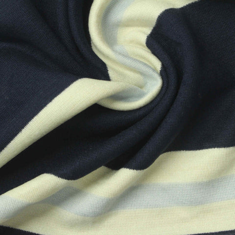 Navy Horizontal-Stripe Ponte Knit, Viscose