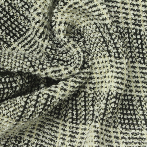 Black Textured-Check Bouclé, Poly-Cotton