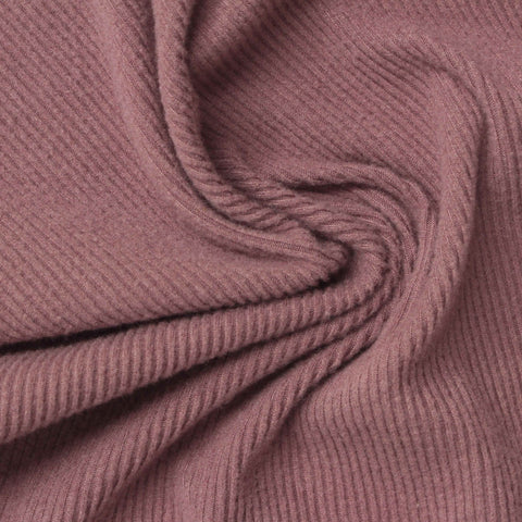 Brushed Polyester Stretch Rib Knit Fabric, 180 gsm, 140 cm — Purple