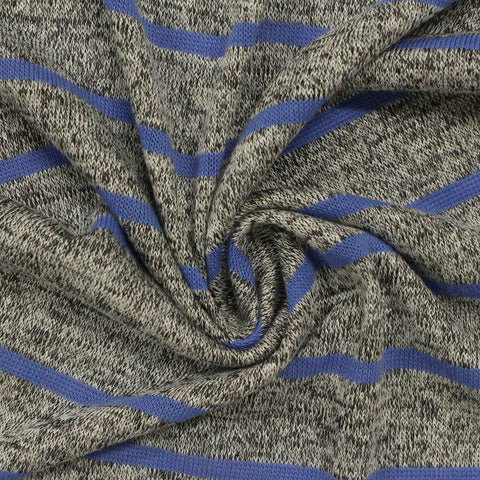 Blue Horizontal-Stripe Knit, Viscose-Poly, 170 gsm