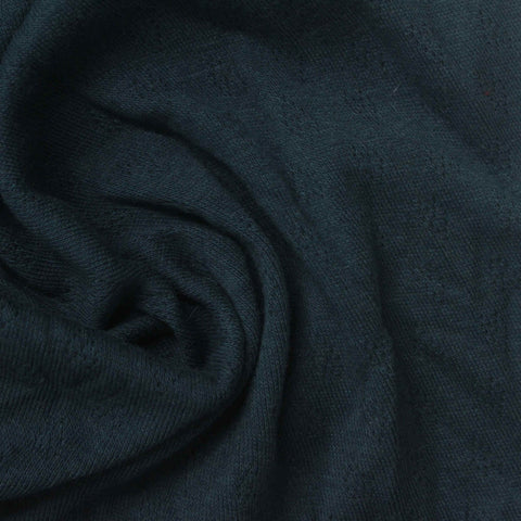 Dark Blue-Green Tone-on-Tone Diamond Pointelle Knit, Cotton-Poly