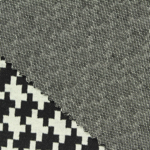 Black Houndstooth Jacquard, Poly-Viscose, 390 gsm