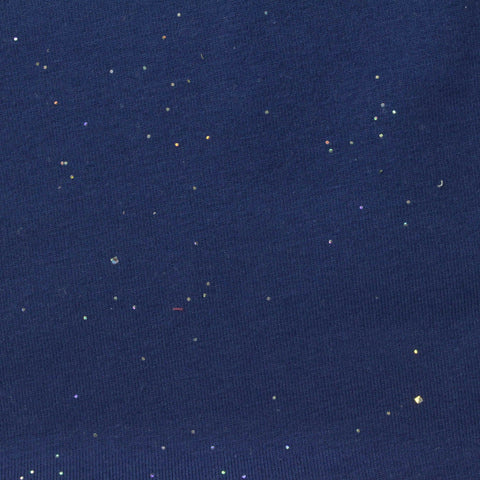 Navy Glitter-Dot Jersey Knit, Cotton