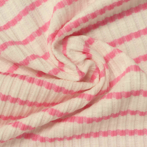 Pink Horizontal-Stripe Jacquard, Cotton-Poly, 300 gsm