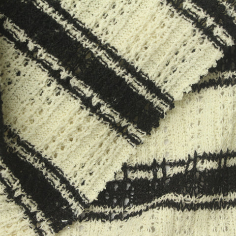 Cream Openwork Rib Knit, Poly-Cotton