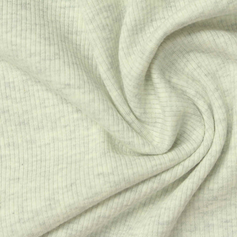 Light Grey Marl Rib Knit, Cotton, 250 gsm