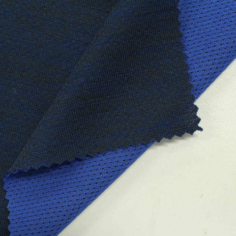 Dark Blue Marl Interlock Knit, Poly-Wool