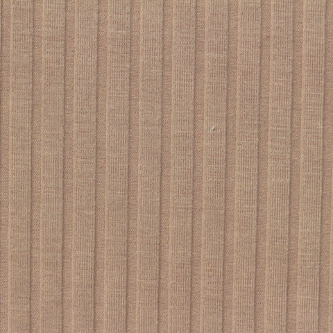 Polyester Viscose Stretch Rib Knit Fabric, 230 gsm, 130 cm — Beige