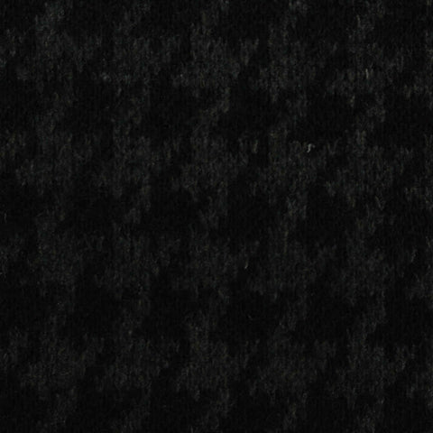 Black Houndstooth Interlock Knit, Poly-Cotton, 439 gsm