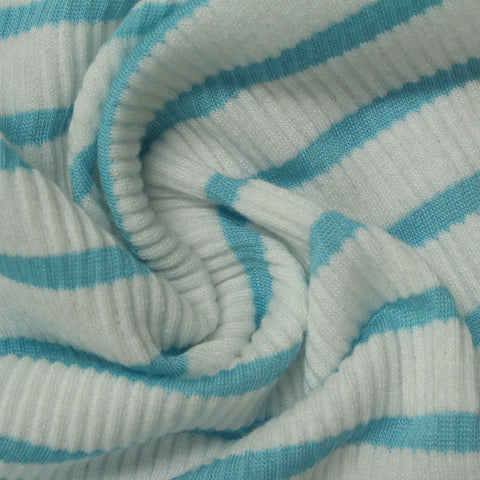 Blue Horizontal-Stripe Knit, Poly-Viscose, 225 gsm