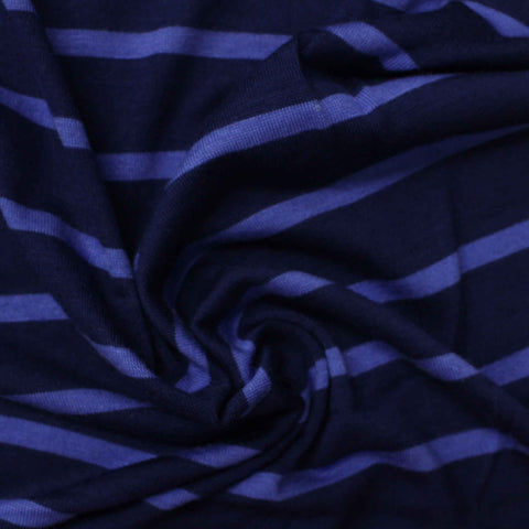 Dark Blue Stripes Rib Knit, Viscose