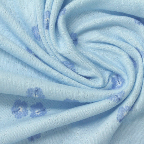 Blue Flowers Rib Knit, Polyester