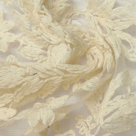 Cream Floral Milk Silk Knit, Nylon